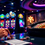 Engaging player enjoying a vibrant slot online experience at a luxurious casino.
