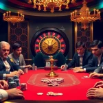 Engaged players at a luxurious mm88 com poker table, showcasing vibrant casino excitement.