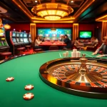 Experience thrilling gameplay at TRANG CHỦ FEBET with luxurious casino visuals featuring roulette and poker.