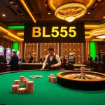 Players enjoying a thrilling game at BL555's casino table, showcasing excitement and high stakes.