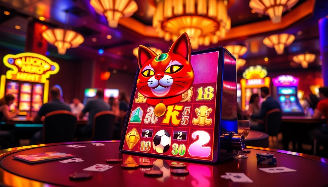 Experience the fun of demo slot Lucky Neko at an exciting casino setting.