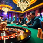 Players enjoying a thrilling game at TRANG CHỦ VT88's exclusive casino with roulette and poker chips.