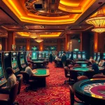 Nohudoithuong casino scene with vibrant slot machines and high-stakes poker action.