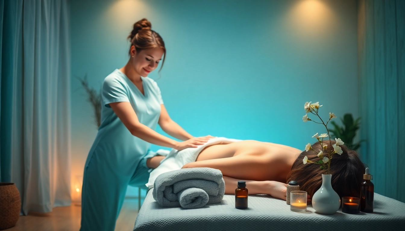 Experience 오산출장마사지 with a professional therapist creating a tranquil home massage setting.