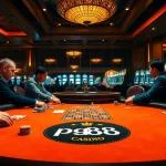 Experience the thrill of pg88 at an elegant poker table, showcasing vibrant chips and competitive play.