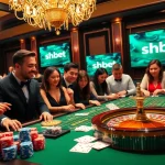 Experience the thrill of đăng nhập shbet at a luxurious casino with engaged players and vibrant gaming elements.