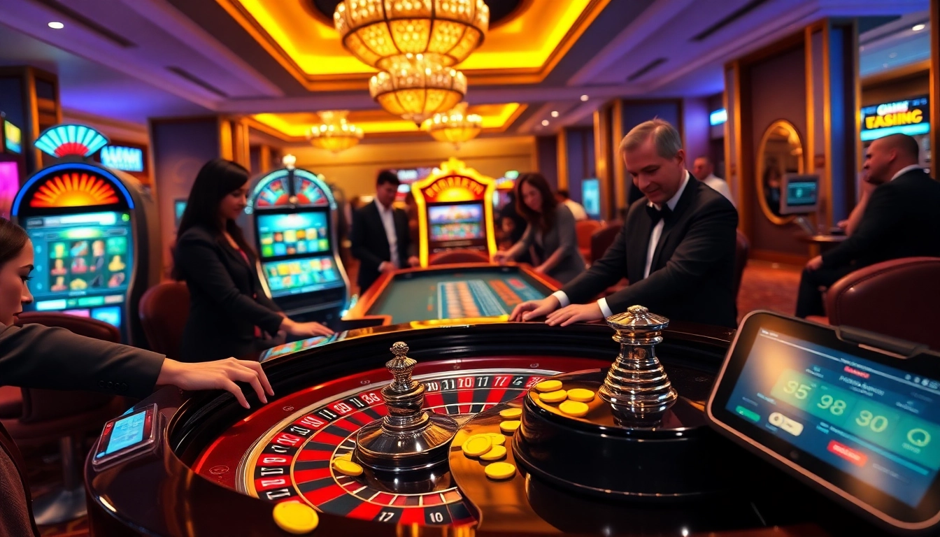 Exciting gameplay at nhà cái rr88 with vibrant casino tables and eager players.