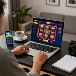 Engaging online gaming setup showcasing 789F casino interface on a sleek laptop.