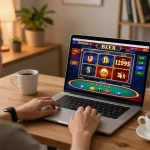Nahu90 players engaging in online casino gaming on a laptop with immersive game interface