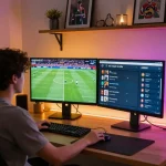 KÈO TRỰC TUYẾN user analyzing live odds on desktop while watching sports
