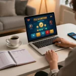 Engaging in online gambling at home while exploring trang chu 789win and improving betting strategies.