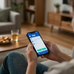 Engaging in mobile gaming on the FB88 app while relaxing at home with snacks and drinks