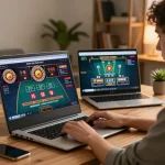 Engaging in online blackjack action at goldleafrestaurant gaming setup