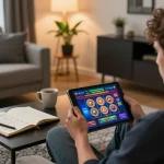 Engaging in online gaming at casinos that take credit cards with a tablet in a cozy home setting