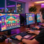 Exciting online gambling experience at tot88 with colorful interface and vibrant gaming setup