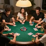 Players enjoy an exciting poker night at home using Sunwin strategies for winning.