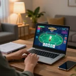 Engaging online poker at UU88 with dynamic gameplay on a laptop at home.