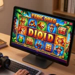 Perayaan kemenangan Panda di permainan slot online dengan grafis 3D HD yang hidup dan pemain yang bersemangat.