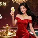 Engage in thrilling gameplay with lotus365 id, showcasing a vibrant casino atmosphere and a confident dealer.