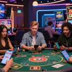 Players experiencing the excitement of the best new online casinos with vibrant mobile gaming scenes.
