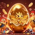 Experience the thrill of the top paying online casino with a golden dragon and festive treasure scene.